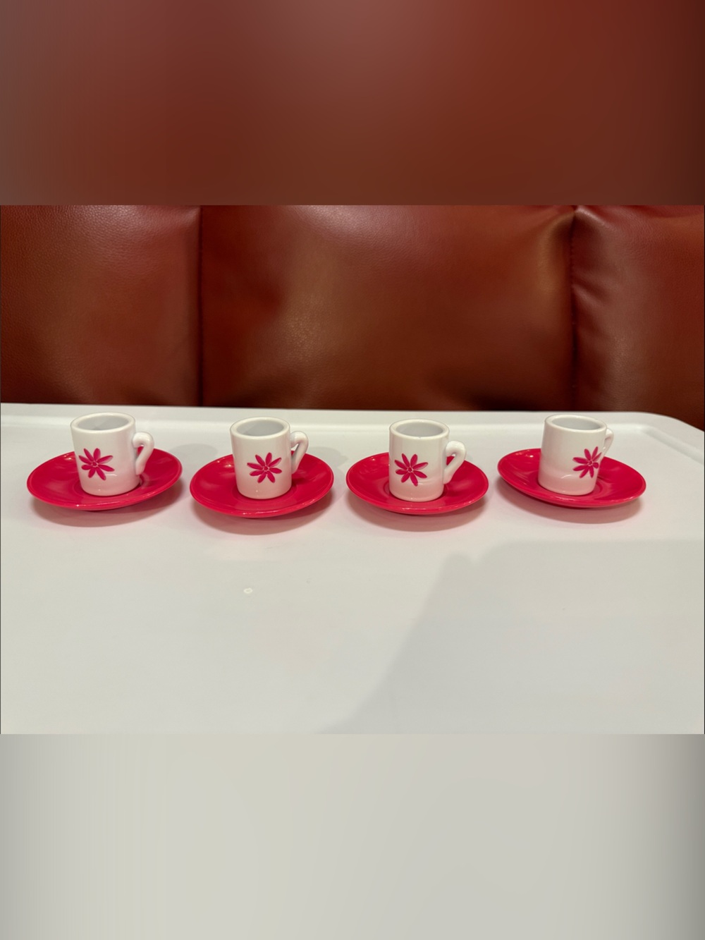 American Girl Retro Pink & White Espresso Cup Set - 4pc